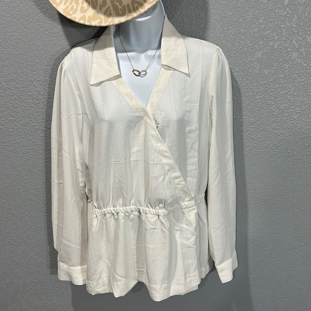 NWT Fred David faux wrap blouse
